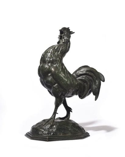 A-L BARYE	 Coq gaulois Épreuve en bronze...