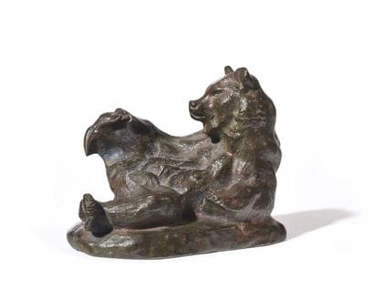 A-L BARYE	 Ours assis N°2 Épreuve en bronze...