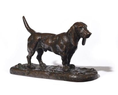 Basset Anglais N°2 Épreuve en bronze patiné,...
