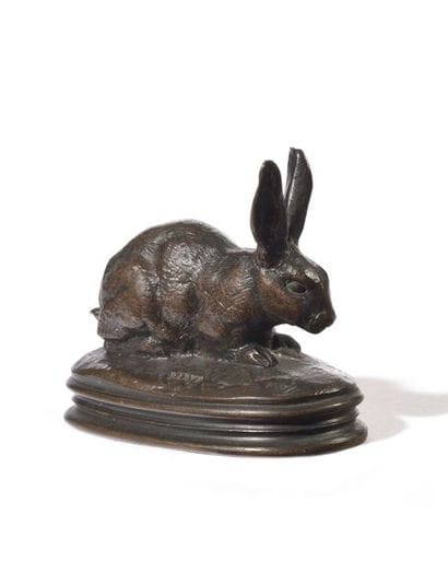 Lapin oreilles dressées (terrasse ovale avec...
