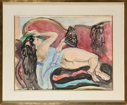ANDRE PLANSON (1898-1981) Femme sur le sofa...