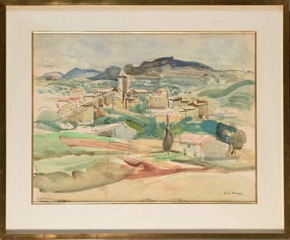 ANDRE PLANSON (1898-1981) Paysage au clocher...