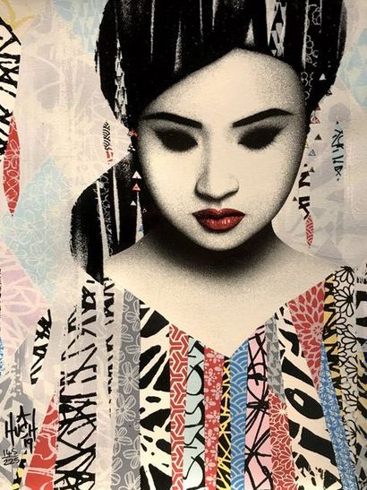 HUSH (Né en 1973) Faces I/II, 2019 Deux sérigraphies...