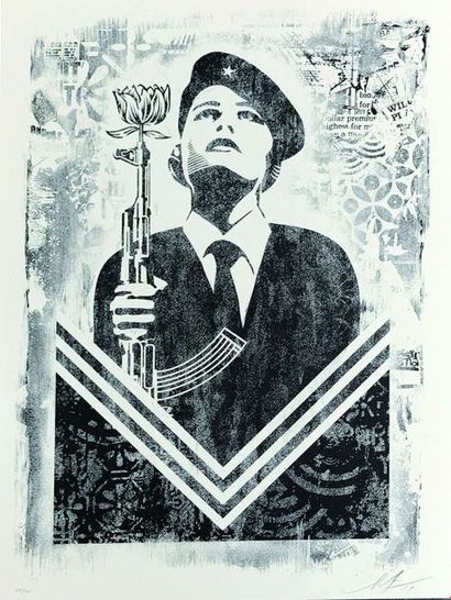 SHEPARD FAIREY (Né en 1970) Damaged Stencil...