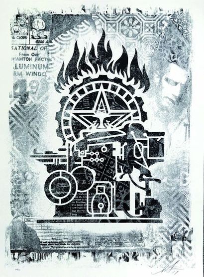 SHEPARD FAIREY (Né en 1970) Damaged Stencil...