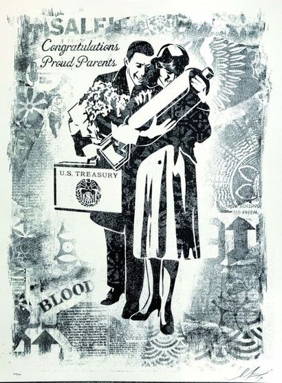 SHEPARD FAIREY (Né en 1970) Damaged Stencil...