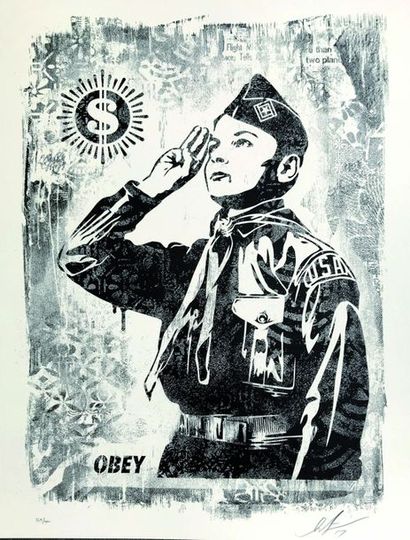 SHEPARD FAIREY (Né en 1970) Damaged Stencil...