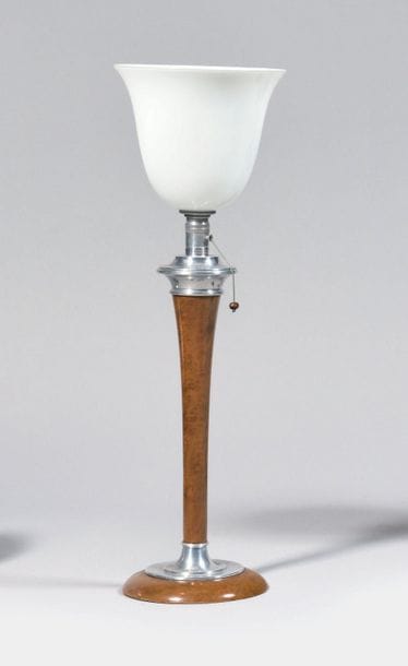 MAZDA Grande lampe de bureau en bois naturel...