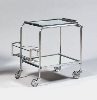 TRAVAIL MODERNISTE Table roulante en tube...