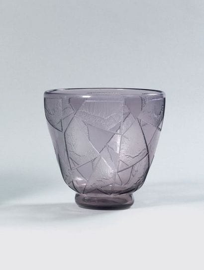 DAUM NANCY France Grand vase ovoïde en verre...
