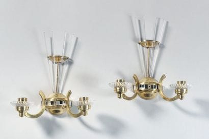 TRAVAIL DES ANNEES 1950 Paire d’appliques...