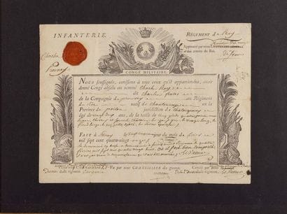 Congé militaire du régiment du Roi, Infanterie,...