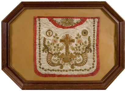 Tablier de Rose Croix En soie blanche richement...
