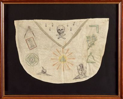 Tablier de maître. En peau peinte, orné des...