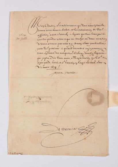MARIE-THÉRÈSE D’AUTRICHE. Lettre signée «...