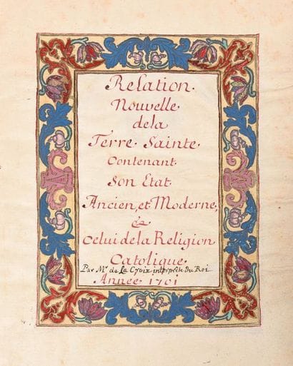 LA CROIX (Édouard de). MANUSCRIT intitulé...