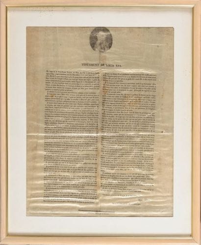 TESTAMENT DE LOUIS XVI, FAIT AU TEMPLE LE...
