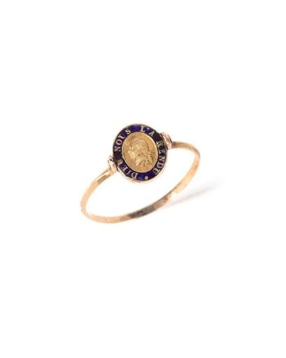 Bague legitimiste en or avec médaillon réversible...
