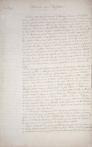 [MANUSCRIT] Mémoire sur l’Angleterre. S.l.,...