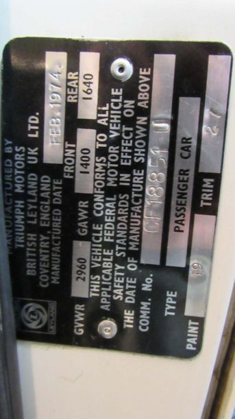 1974
Numéro de série CF18851U

Conduite à...