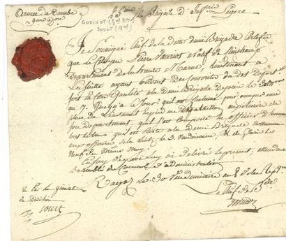 SOULT (Nicolas Jean-de-Dieu). Visa signed...