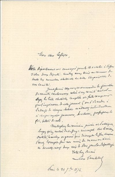 GAMBETTA (Leon). 2 signed autographed letters....
