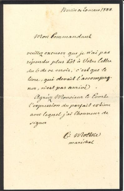 MOLTKE (Helmuth Karl Bernhard von). Signed...