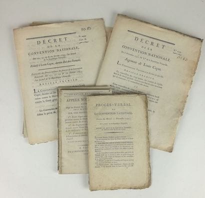 LOUIS XVI TRIAL. - Set of about 12 printed,...