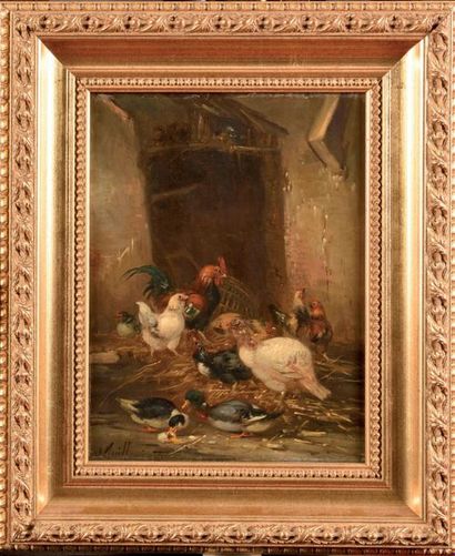 Claude GUILLEMINET (1821-c.1866) Coqs et...