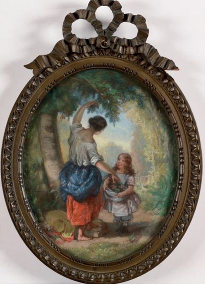 Louis Eugène BAILLE (1860-?) La cueillette...