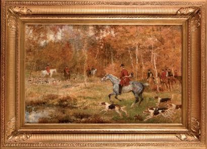 Paul TAVERNIER (1852-1943) La Chasse à Cour...