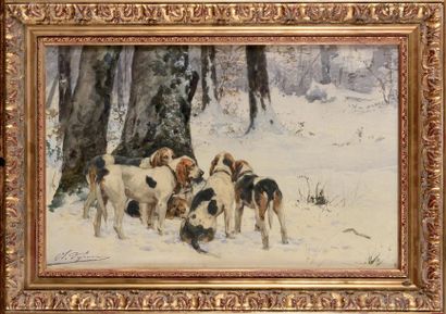 Olivier de PENNE (1831-1897) Chiens dans...