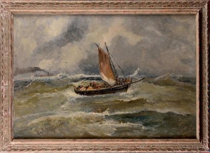 Emile GODCHAUX (1860-1938) Retour de pêche...