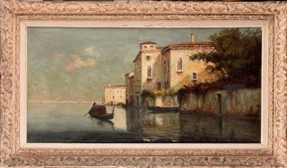 Aldo PISANI (XX) Gondole le long du canal...
