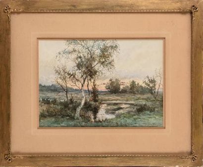 Georges GASSIES (1829-1919) La mare Aquarelle...