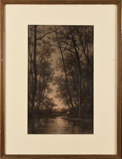 Achille DIEN (1832-?) Pêcheur au bord de...