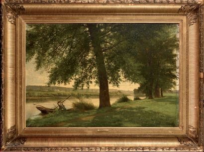 Auguste ALLONGÉ (1833-1898) Pêcheur à la...