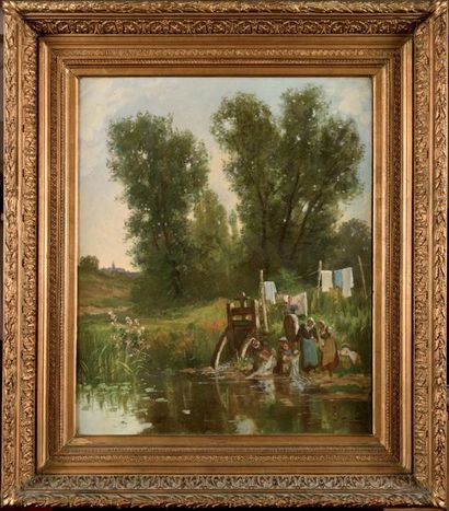 Fernand LABRUYERE (XIXe siècle) Les lavandières,...