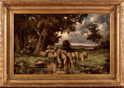 Charles-Émile JACQUE (1813-1894) Moutons...