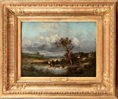 Jules DUPRÉ (1811-1889) Paysage à la mare...