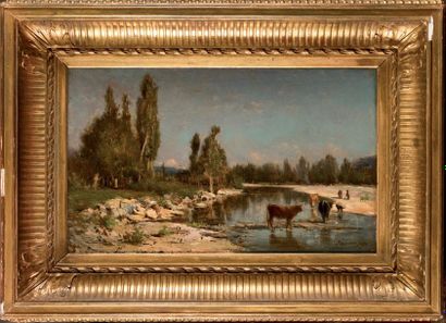 Adolphe APPIAN (1818-1898) Vaches en bord...