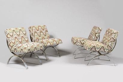 WORK OF THE 1970s Four large chairs with...