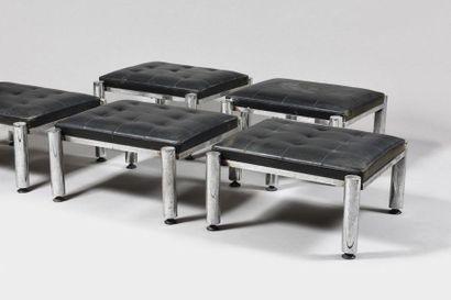 Suite of seven ottomans with rectangular...