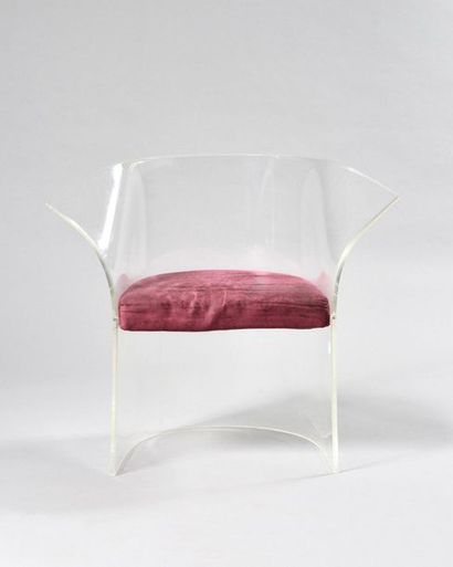 WORK OF THE 1980's Gondola armchair in curved...