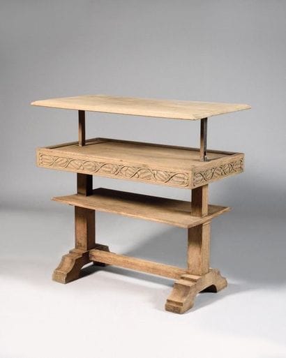 MAISON GOUFFE Bookcase table in pickled oak...