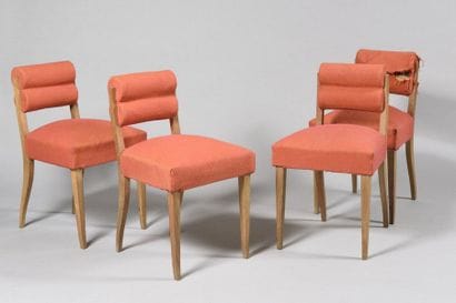 WORK OF THE 1930's Suite of four beech chairs...