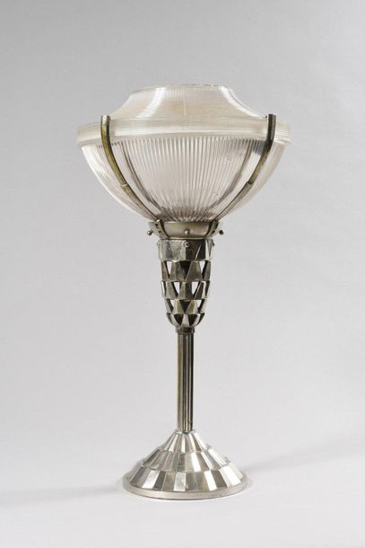 WORK OF STYLE ART DECO Lamp in chromed metal...