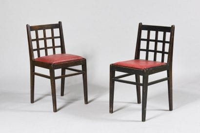 RENE GABRIEL (1890-1950) Pair of brown varnished...