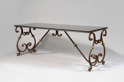 Large table with rectangular smoked glass...