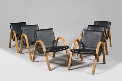 WORK OF THE 1950's Suite of eight armchairs...